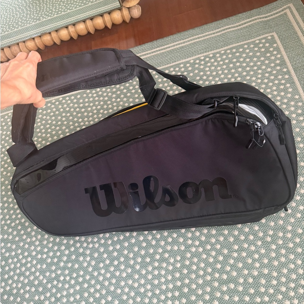 Wilson Black Men's Racket Carry Bag with Shoulder Strap NWOT
